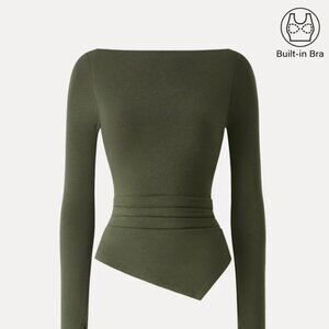 Boatneck Side Tucks Asymmetrical Brami - Medium